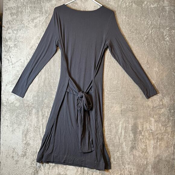 Peruvian Connection Women’s Sz Medium Gray Long Sleeve Dress Side Slits - Picture 2 of 6